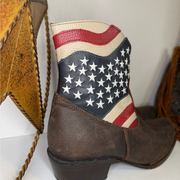 Womens JB Dillon USA Cowboy Boots Leather American Flag size B. - Picture 3 of 15